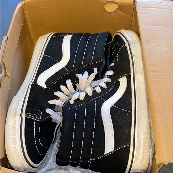 Black And White Sk8-HI Vans - Picture 1 of 5